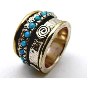 Israeli Jewelry silver gold spinner rings Israeli ring set with opals