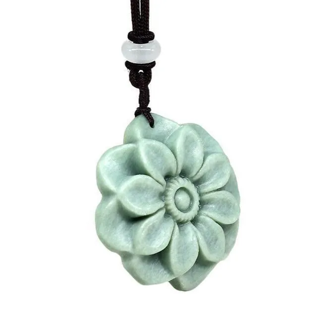 Jade Sunflower Pendant Necklace #121-1230