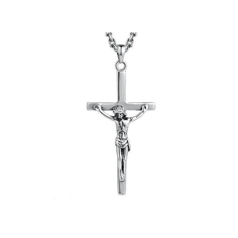 Jesus Christianity Cross 925 Sterling Silver Vintage Pendant