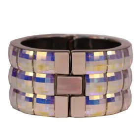 Juan Goodman/Pono Swarovski Crystal and Mother of Pearl Silver Tone Bangle