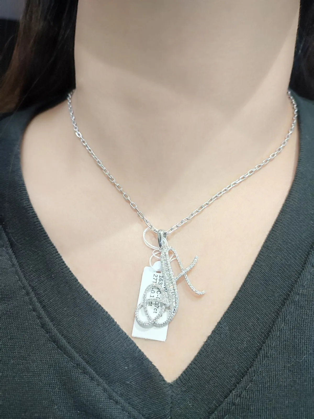 Letter A Diamond Pendant 14K