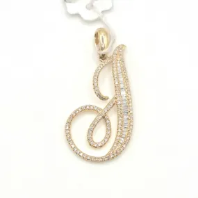 Letter J Diamond Pendant 14K