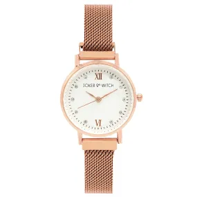 Lexi Mini Rosegold Mesh Strap White Dial Watch