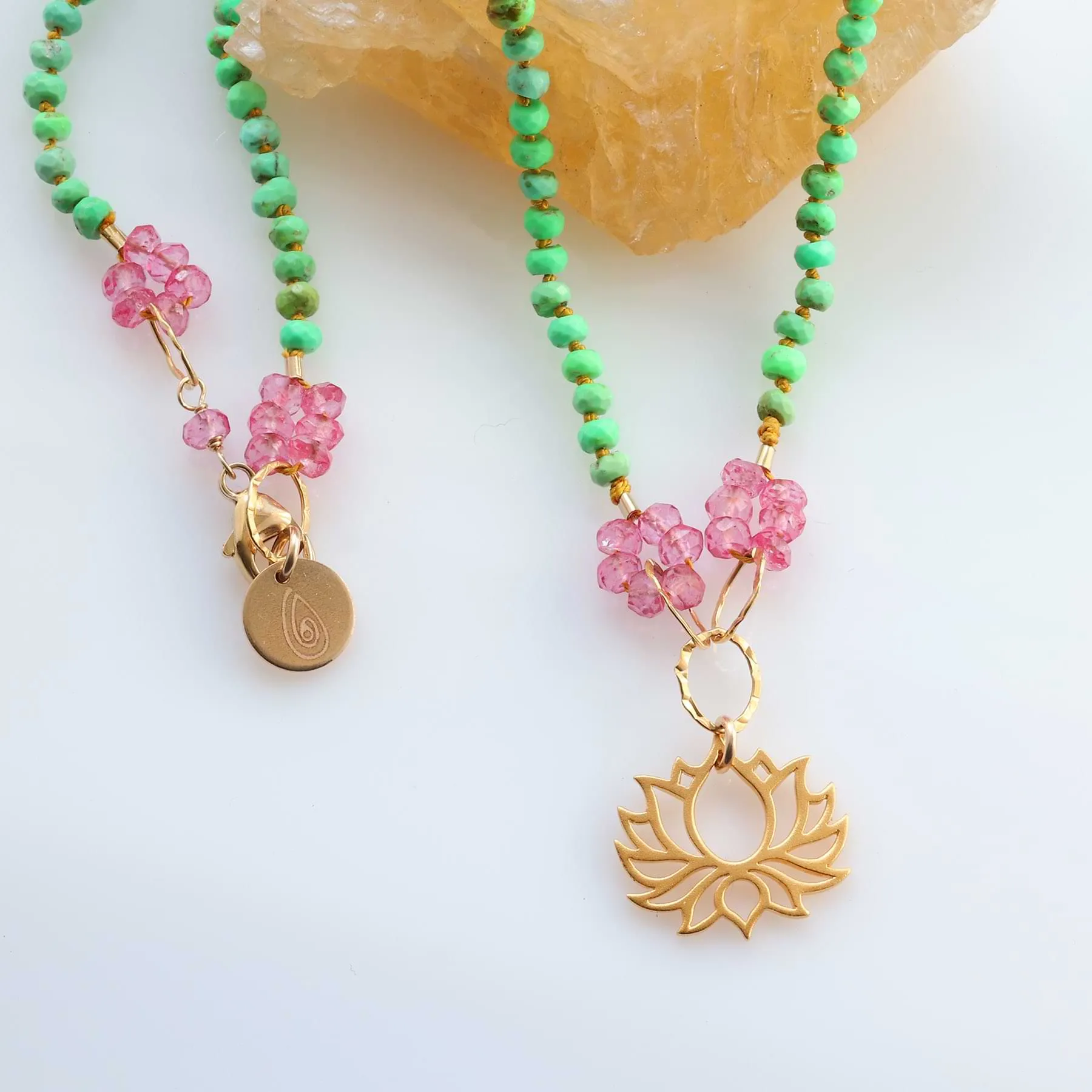 Lilypad - Turquoise and Pink Topaz Necklace