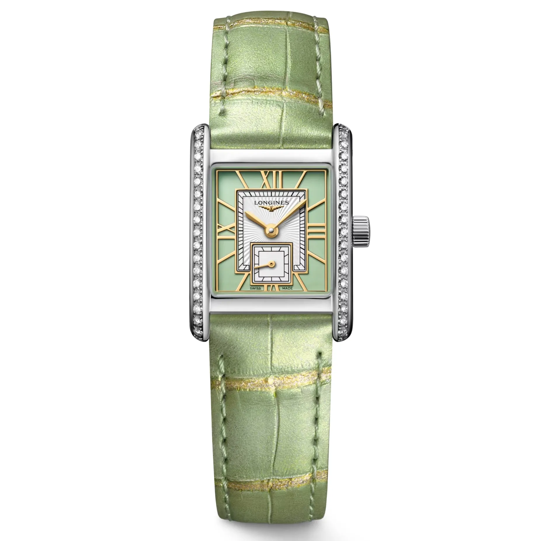 Longines Mini DolceVita Quartz Green Diamond Watch 21.5x29MM L5.200.0.05.2