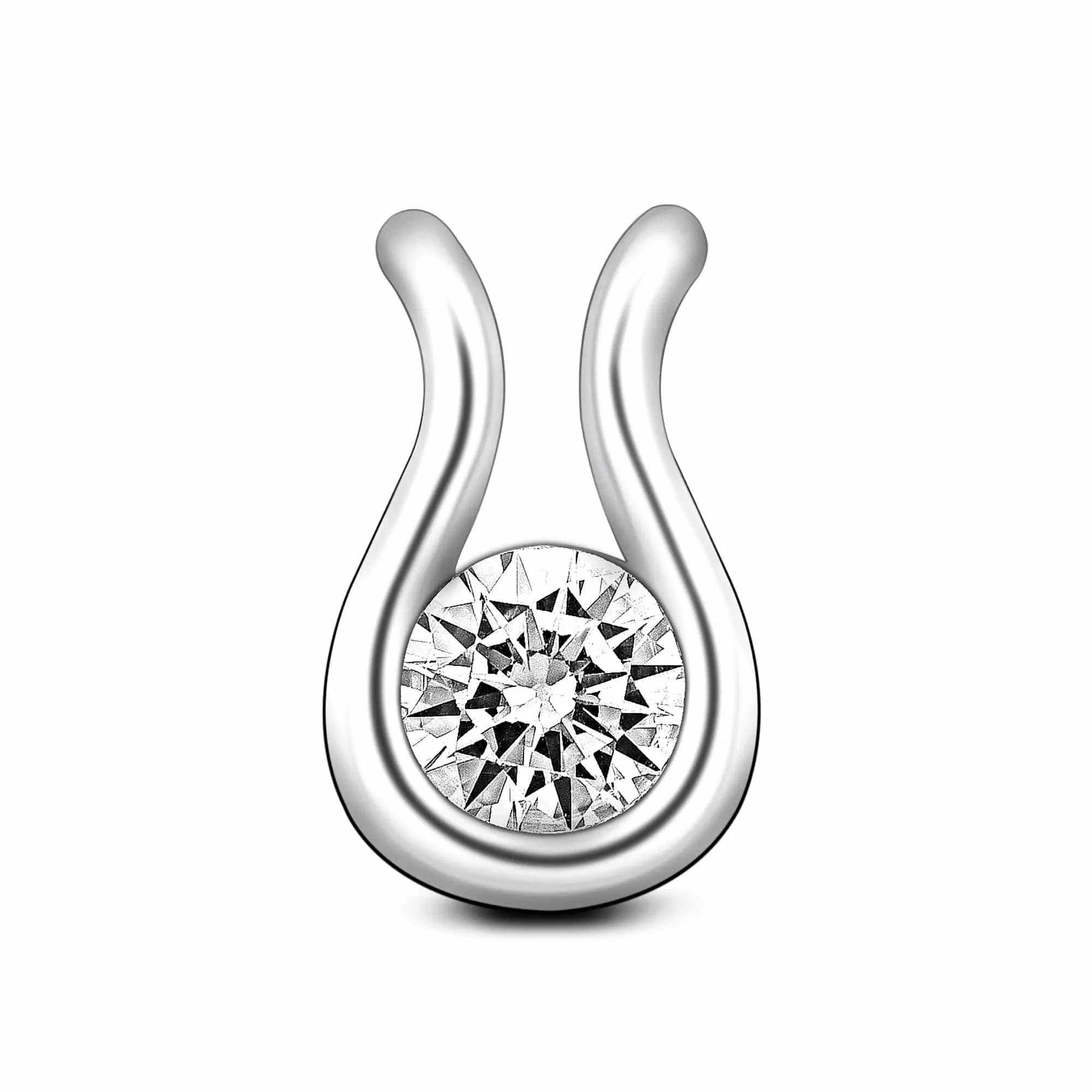 Lyre Horseshoe Cubic Zirconia Silver Pendant