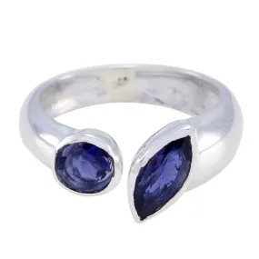 Magnetic Gemstone Iolite 925 Sterling Silver Rings Meteorite Jewelry