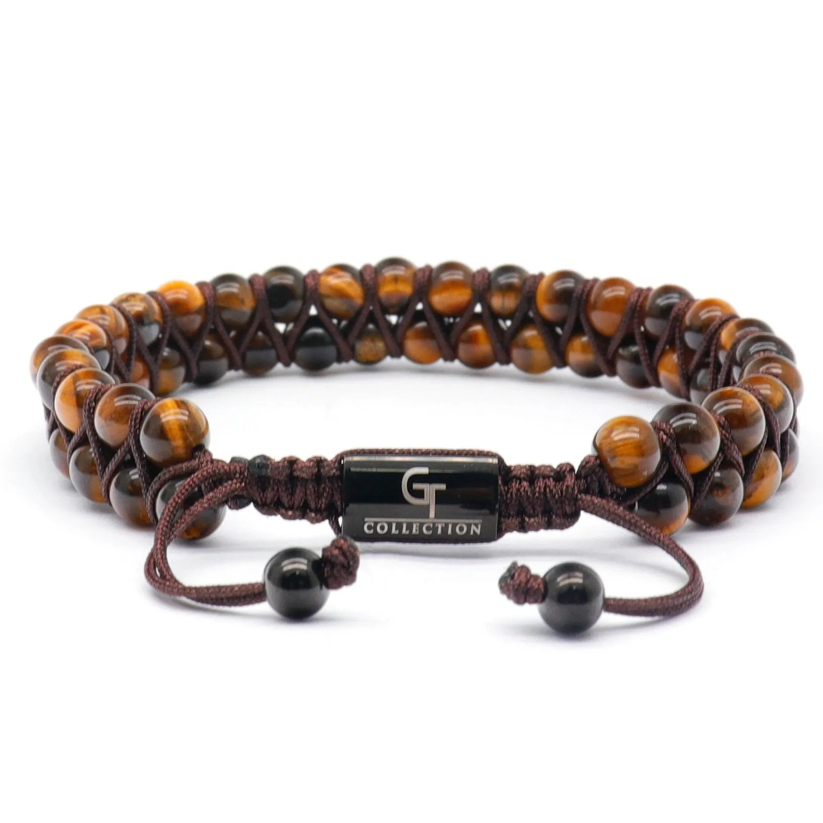 Men's TIGER EYE Double Bead Bracelet - One Size Fits All