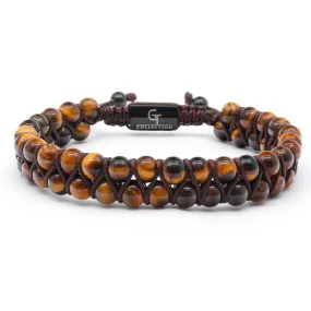 Men's TIGER EYE Double Bead Bracelet - One Size Fits All