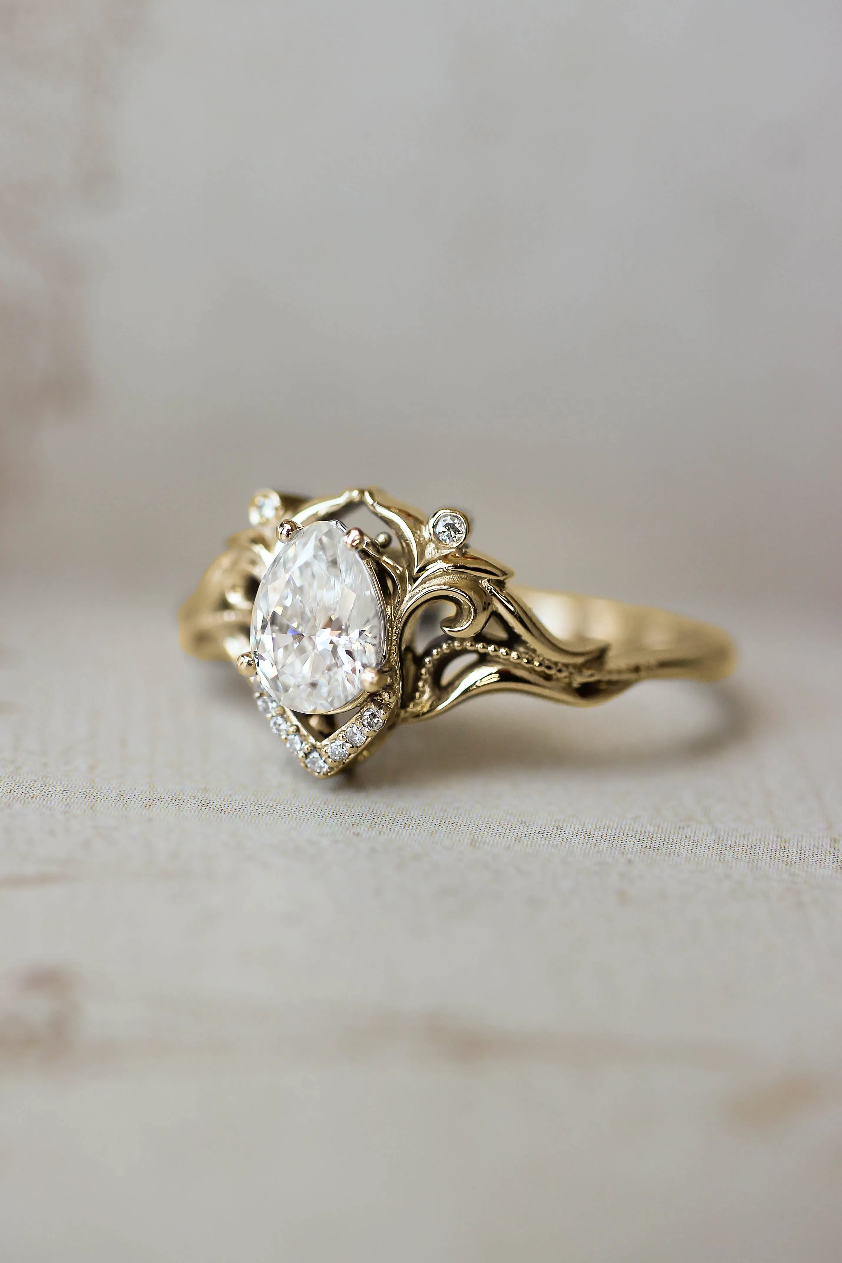 Moissanite and diamonds engagement ring / Lida small