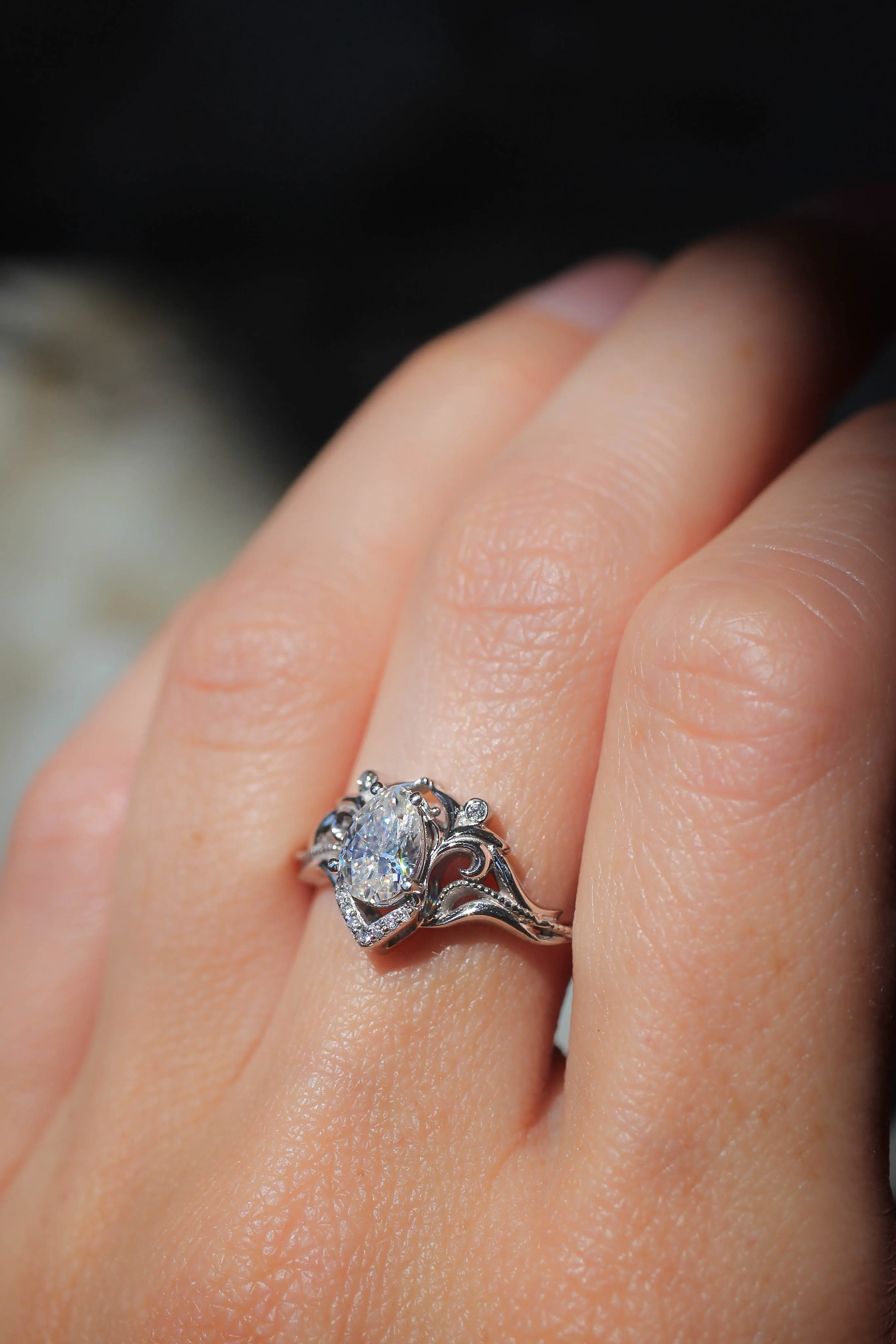 Moissanite and diamonds engagement ring / Lida small