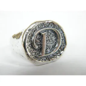 Monogram silver ring , sterling silver  jewelry , Bluenoemi ring with the letter D