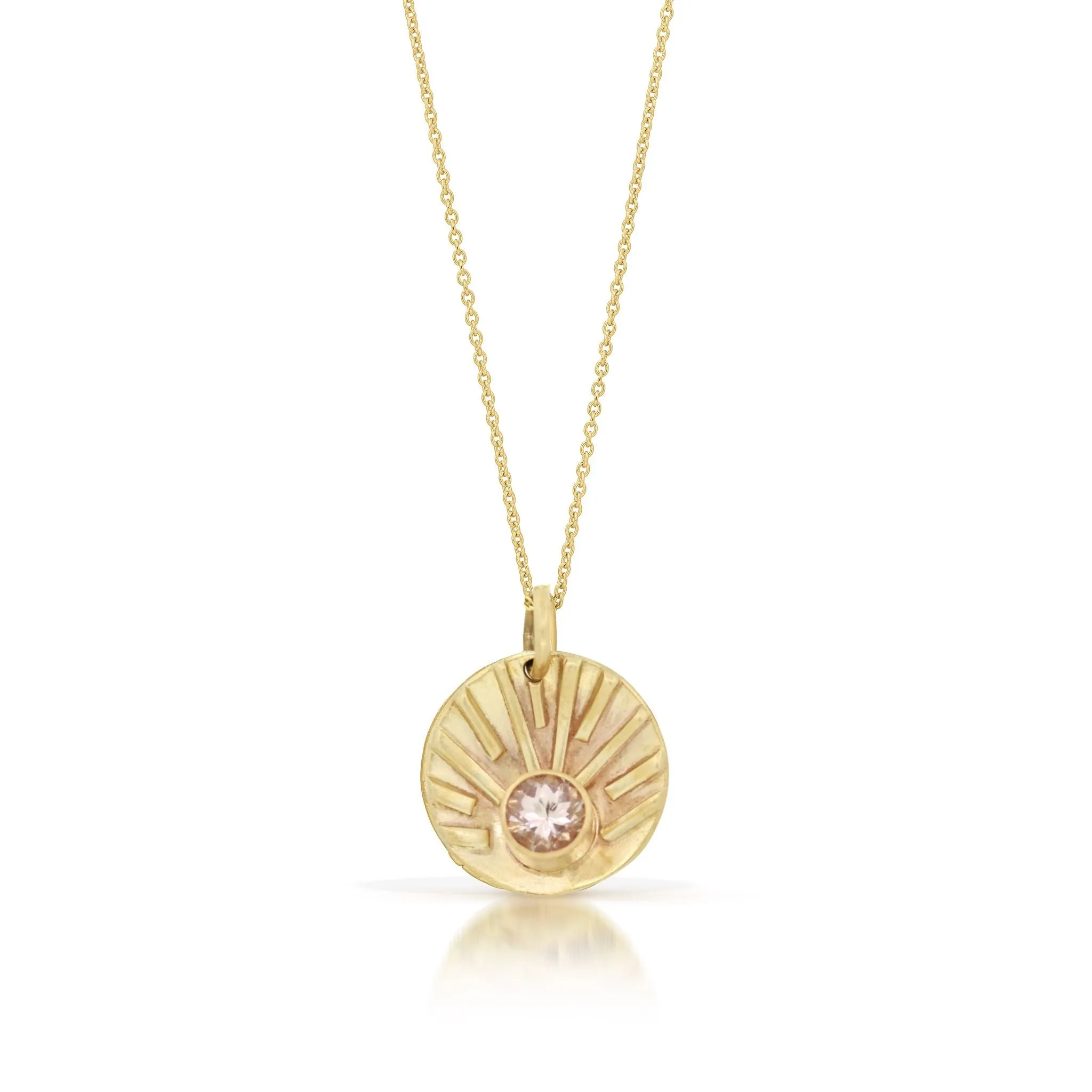 Morganite Sun Necklace - 14K Gold