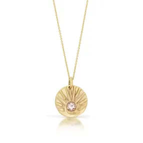 Morganite Sun Necklace - 14K Gold