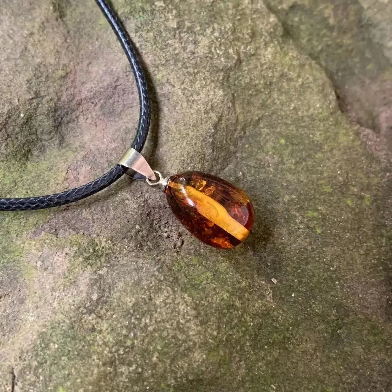 Natural Amber Pendant Necklace