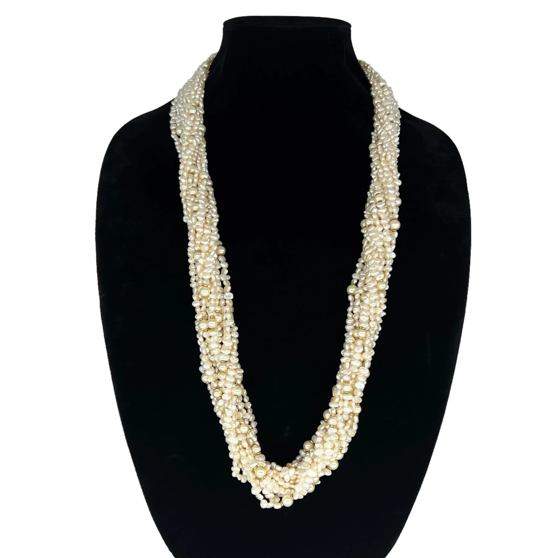 NECKLACE Keshi Pearls with Gold Tone Clasp