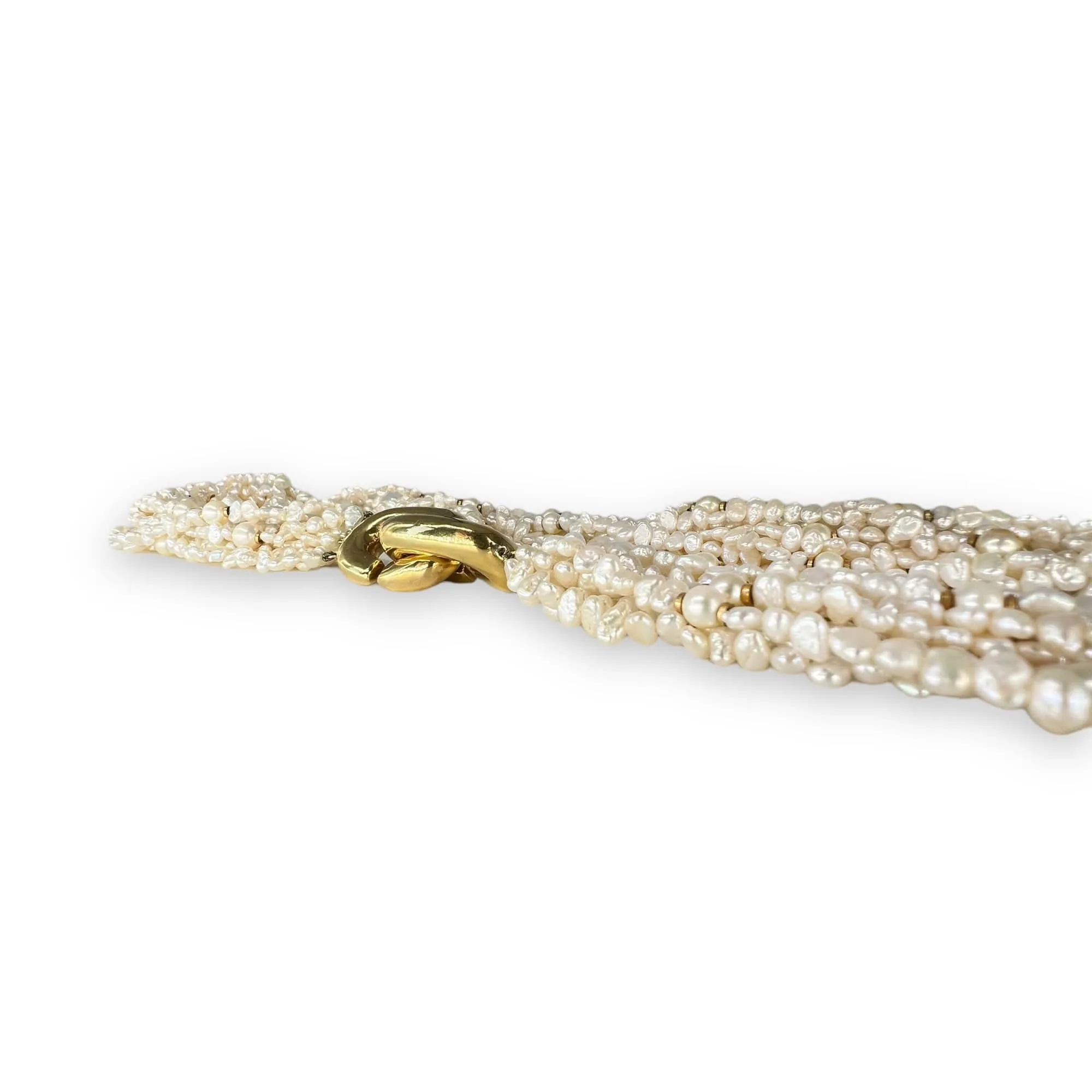 NECKLACE Keshi Pearls with Gold Tone Clasp