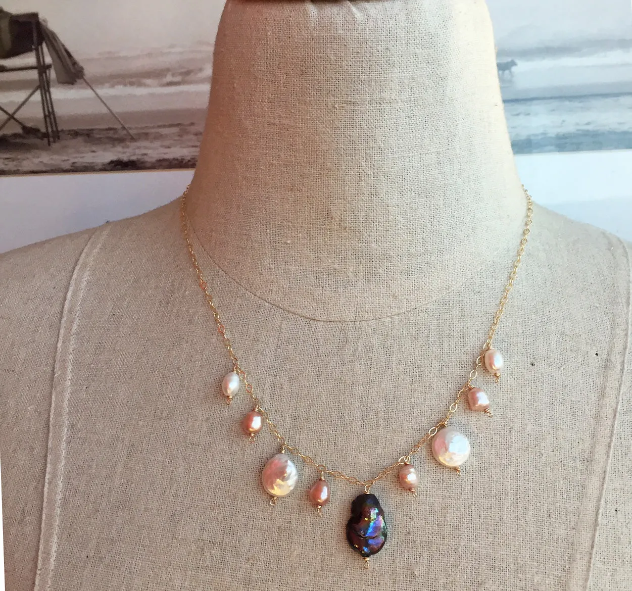 Paradise Freshwater Pearl Necklace, Metal options