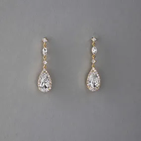 Pave Elongated Pear Drop CZ Earrings