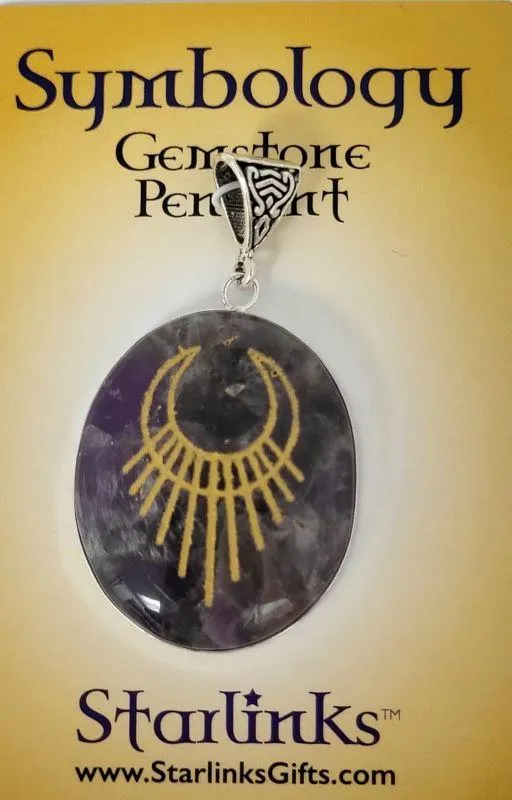 Pendant, Amethyst w-Rising Woman - Symbology