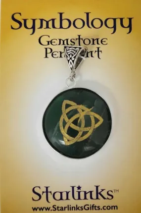 Pendant, Green Jade w-Triquetra - Symbology