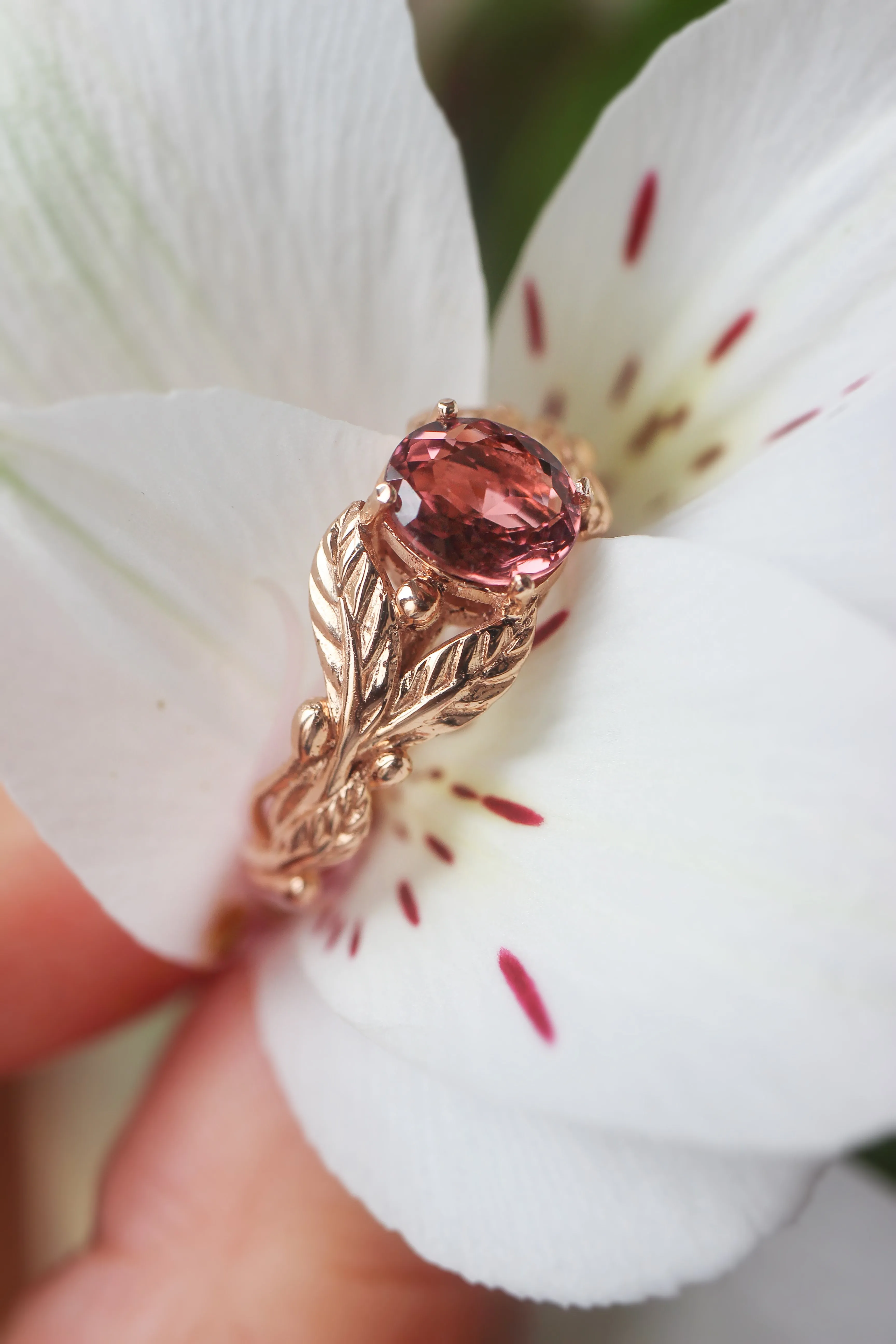 Pink tourmaline engagement ring / Cornus