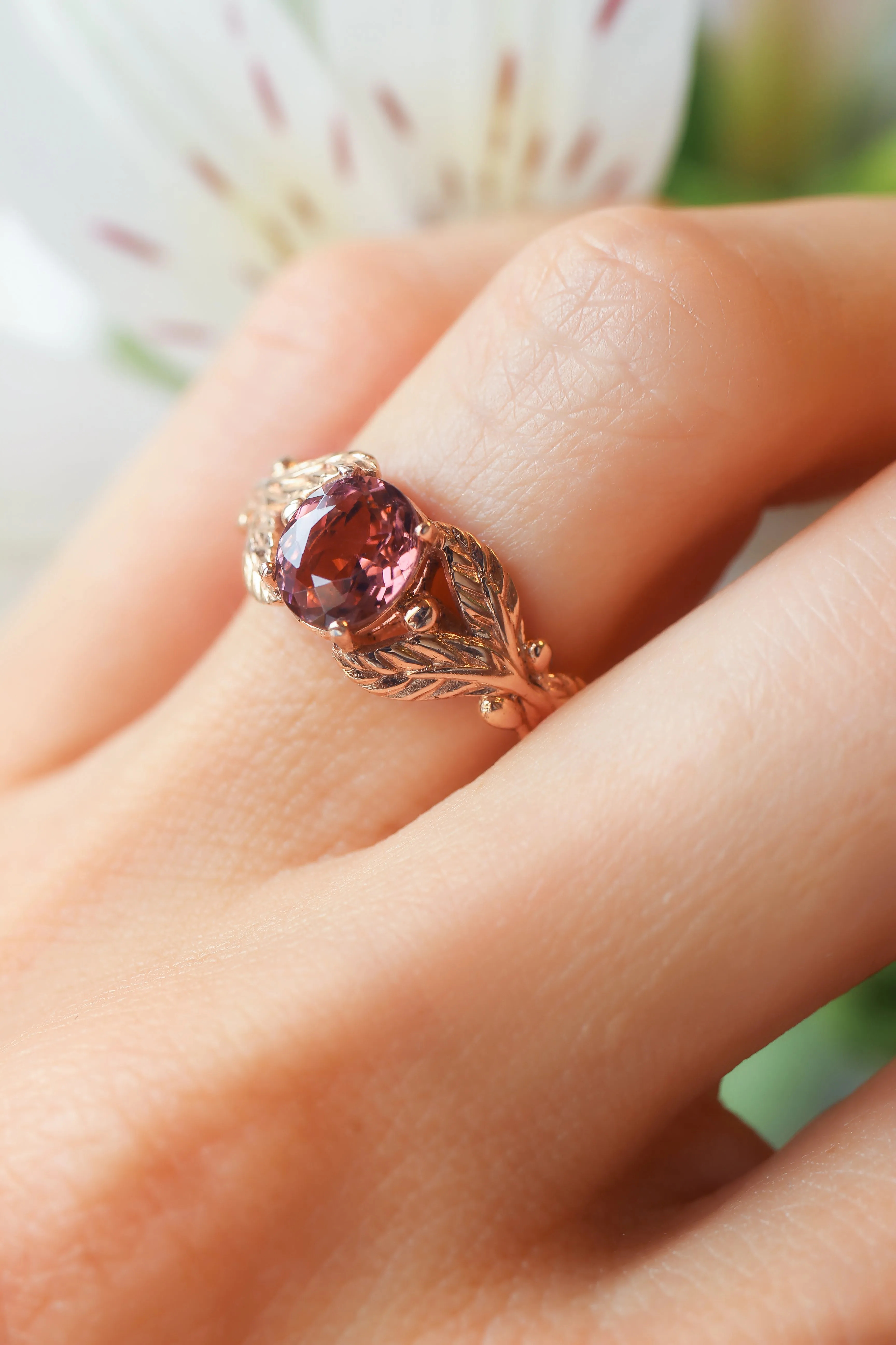 Pink tourmaline engagement ring / Cornus