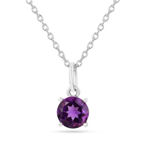 Purple Amethyst Solitaire Necklace