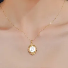 Queen Elizabeth Cameo Necklace 18K Gold