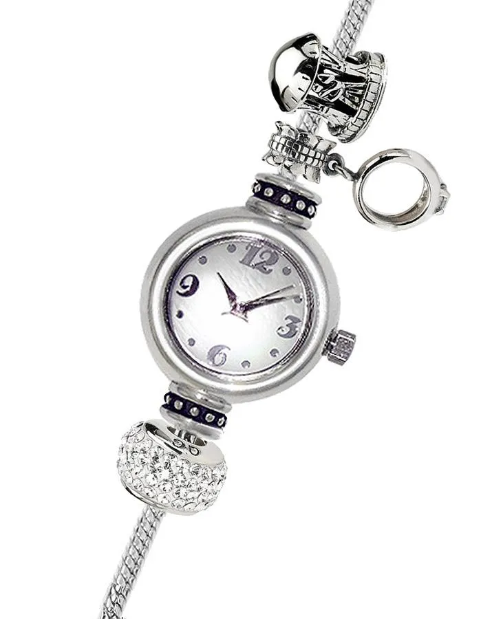 Reflection Beads Sterling Silver Watch - Wedding or Anniversary Set - White Dial