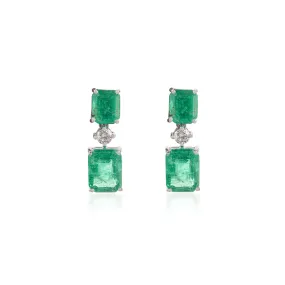 Regal Emerald and Diamond Dangle Earrings