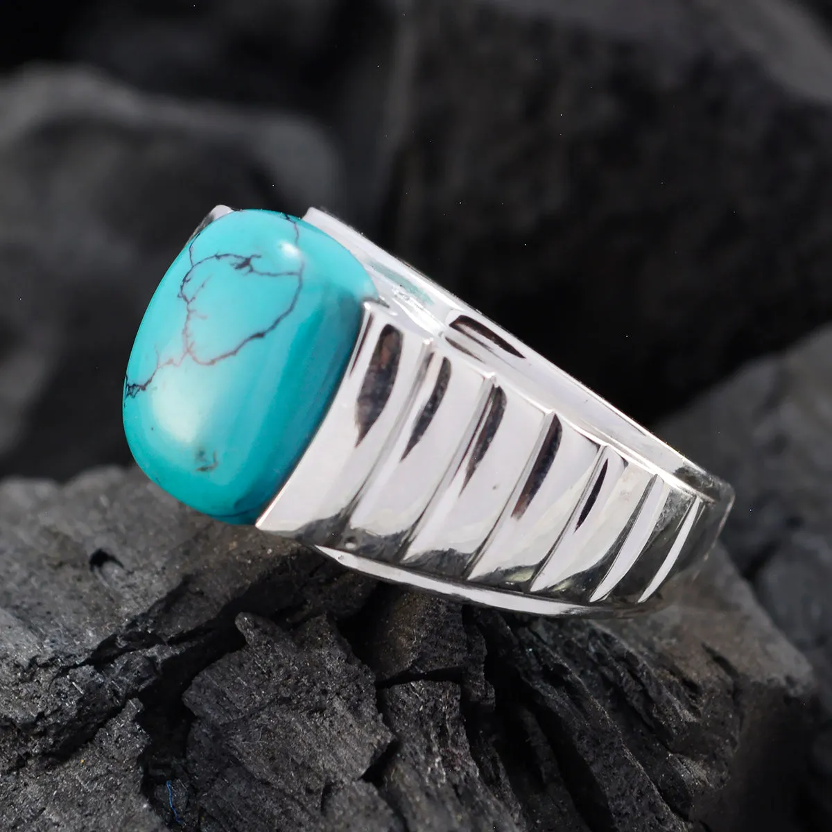 Resplendent Gem Turquoise Sterling Silver Ring Personalized Jewellery