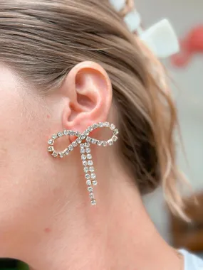 Rhinestone Bow Statement Earrings