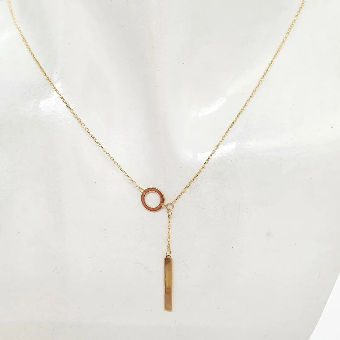 Ring Bar Drop Necklace 18K Gold