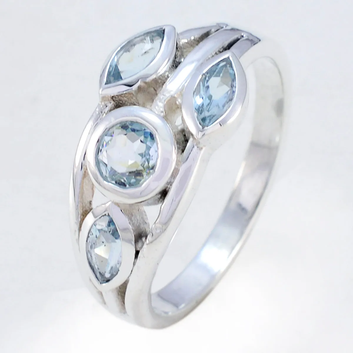 Riyo Classy Stone Blue Topaz Sterling Silver Rings Ladies Jewelry