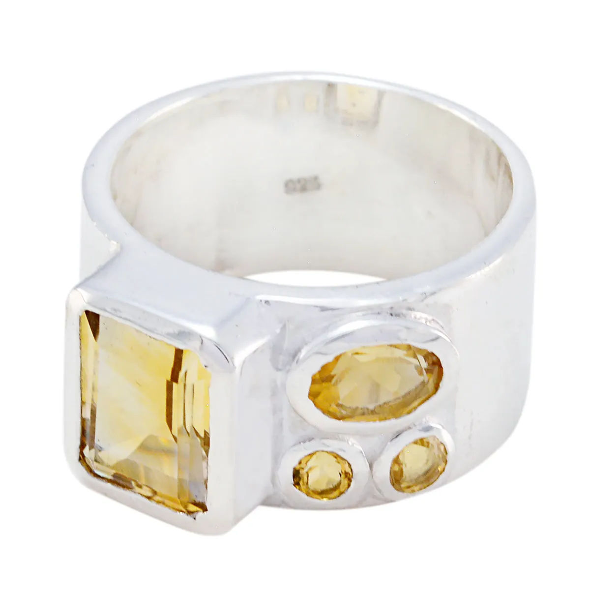 Riyo Designer Gemstones Citrine 925 Sterling Silver Rings Thin