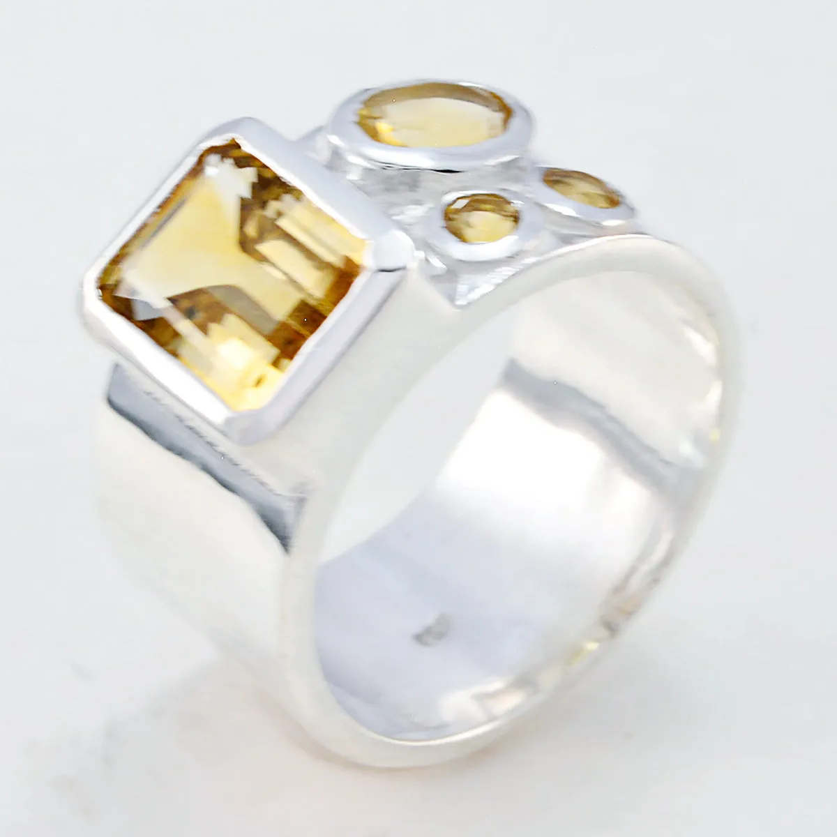 Riyo Designer Gemstones Citrine 925 Sterling Silver Rings Thin