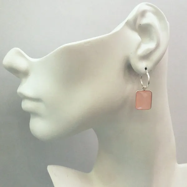 Rose Quartz Loop Single Drop Earrings