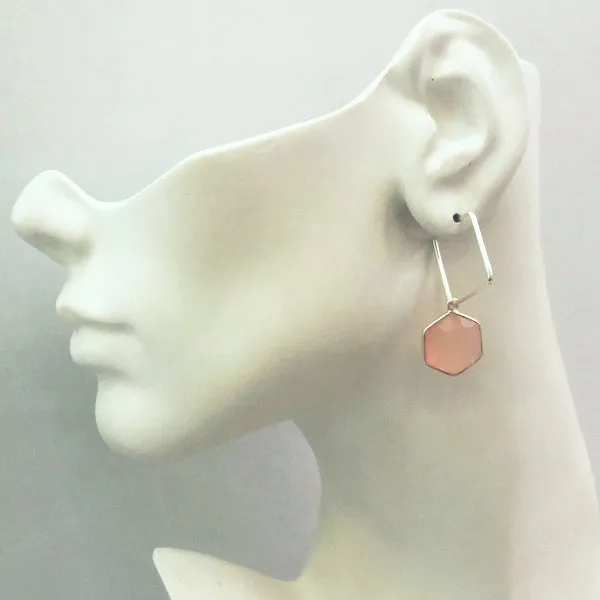 Rose Quartz Loop Single Drop Earrings