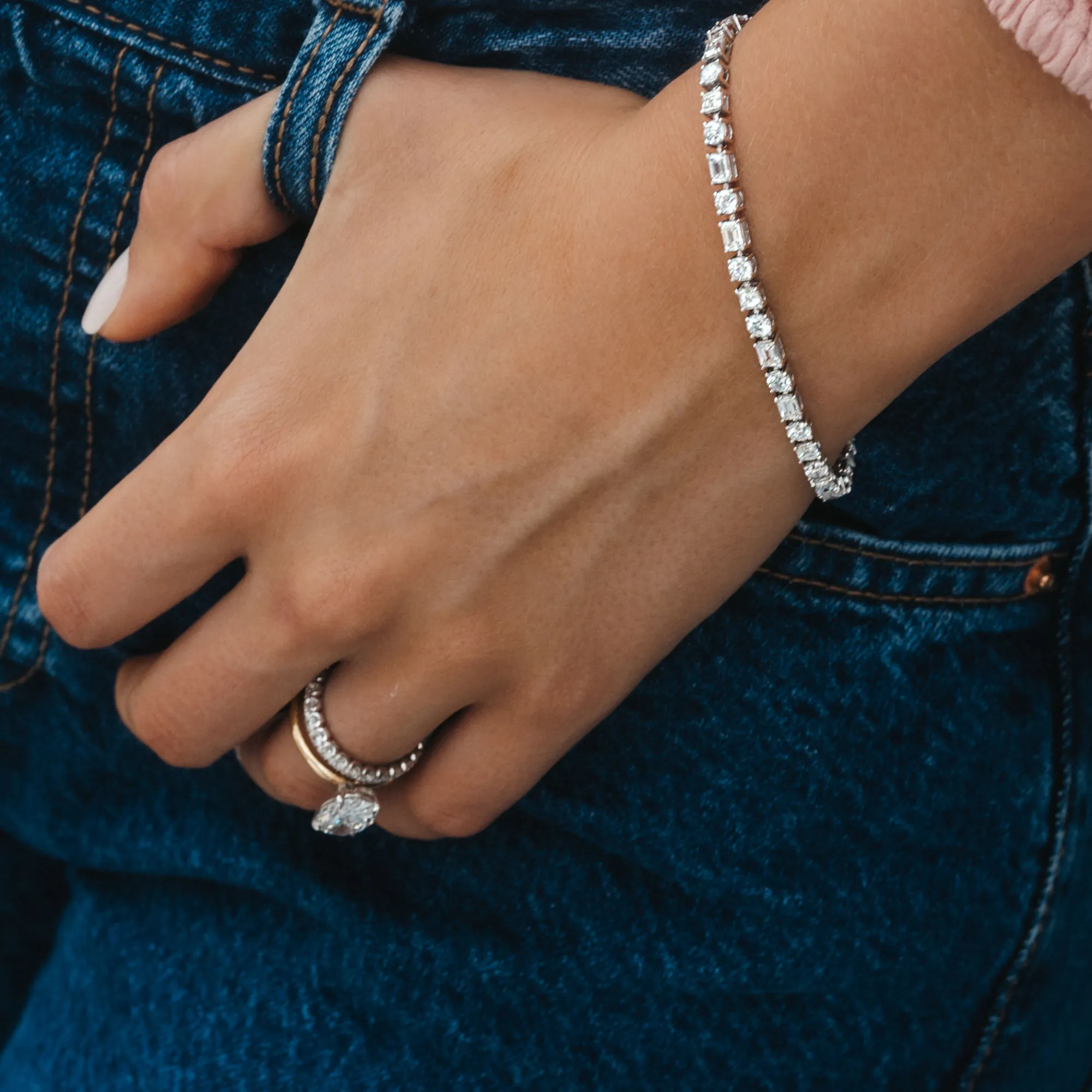 Round, Asher & Emerald Cut Tennis Bracelet