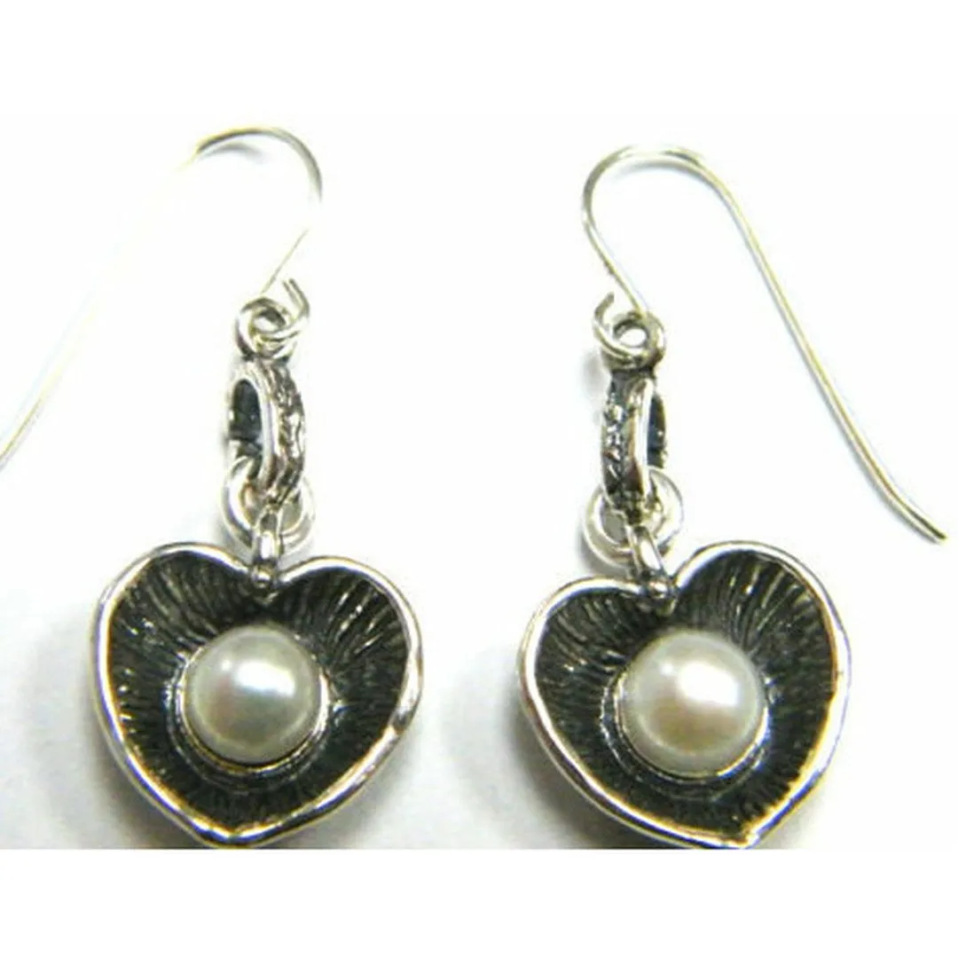 Silver earrings / Dangle earrings for women / Pearl silver earrings