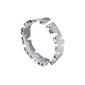 Silver Geometric Irregular Vertical Plain Ring