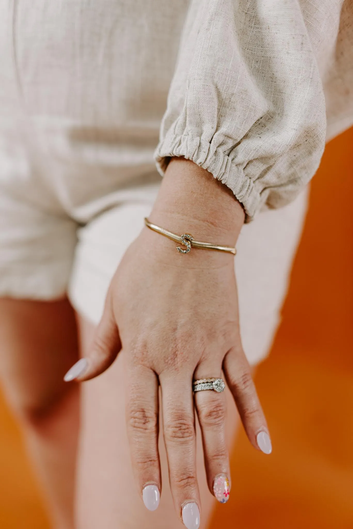 Snake Chain Initial Bracelet| O