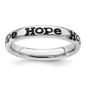 Stackable Expressions Polished Enameled Hope Ring in Sterling Silver