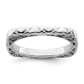 Stackable Expressions Polished Rhodium-Plated Square Ring in Sterling Silver