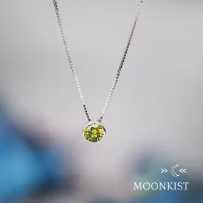 Sterling Silver Dainty Peridot CZ Floating Pendant | Moonkist Designs