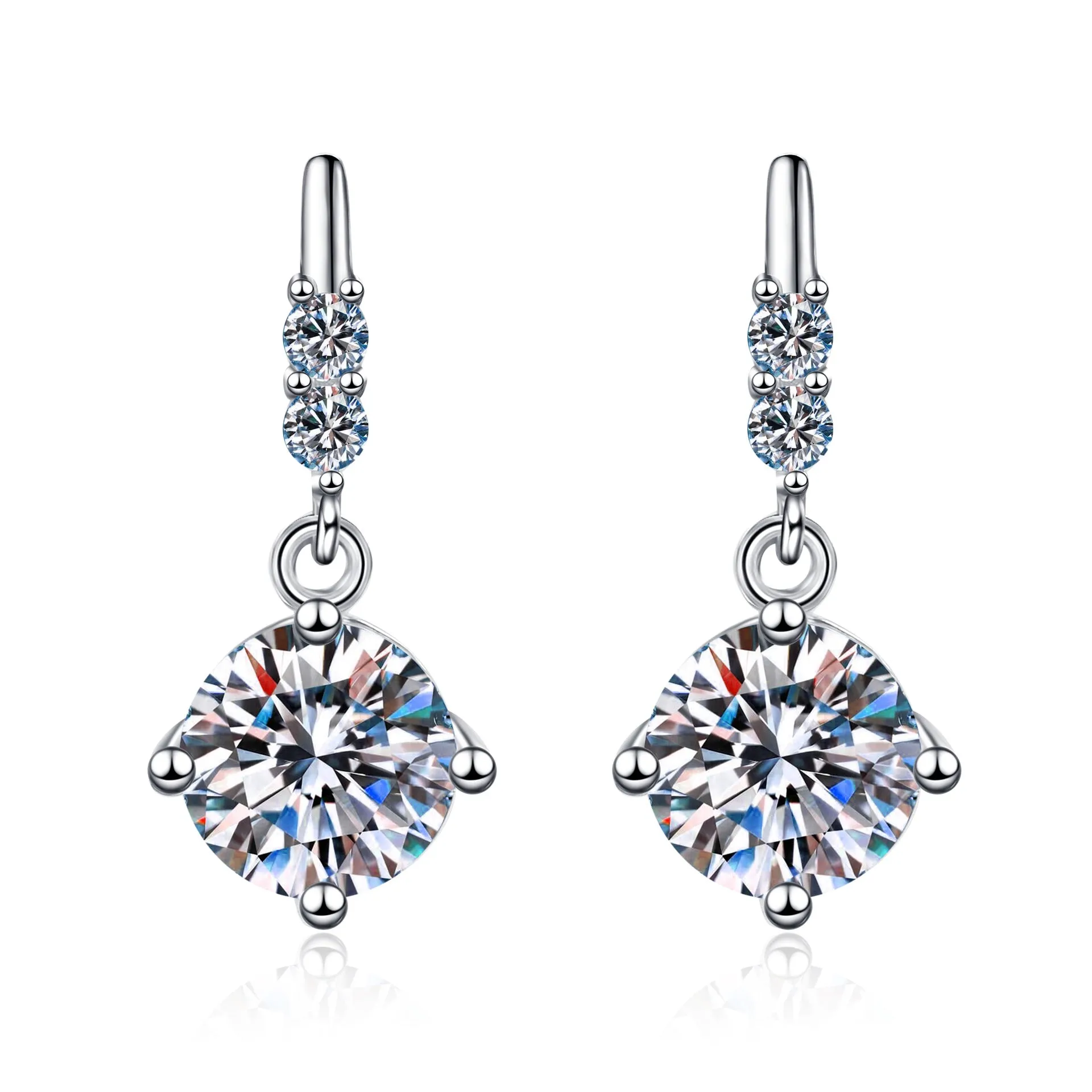 Sterling Silver Drop Moissanite Earrings for Women