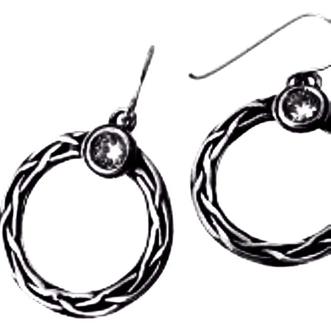 Sterling silver earrings, Dangle sterling silver earrings, CZ zircons earrings