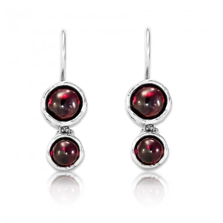 Sterling silver earrings, Garnet Earrings, drop earrings, Dangle earrings, Israeli designer jewelry