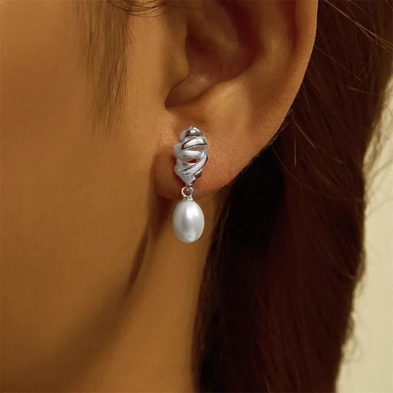 Sterling Silver Personalized Special Shaped Pearl Pendant Drop Earrings